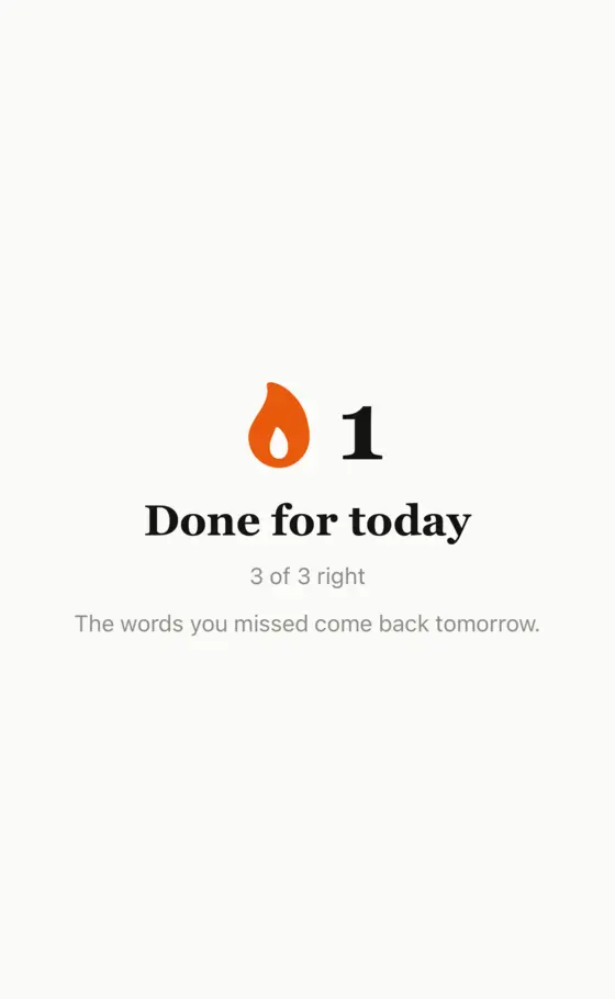 Done for today: a one-day streak